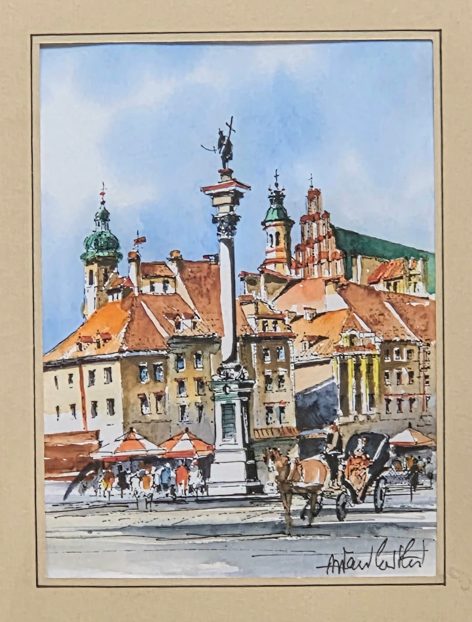 ANDRZEJ WASILEWSKI 'Warszawa' akwarela, papier 13x10cm