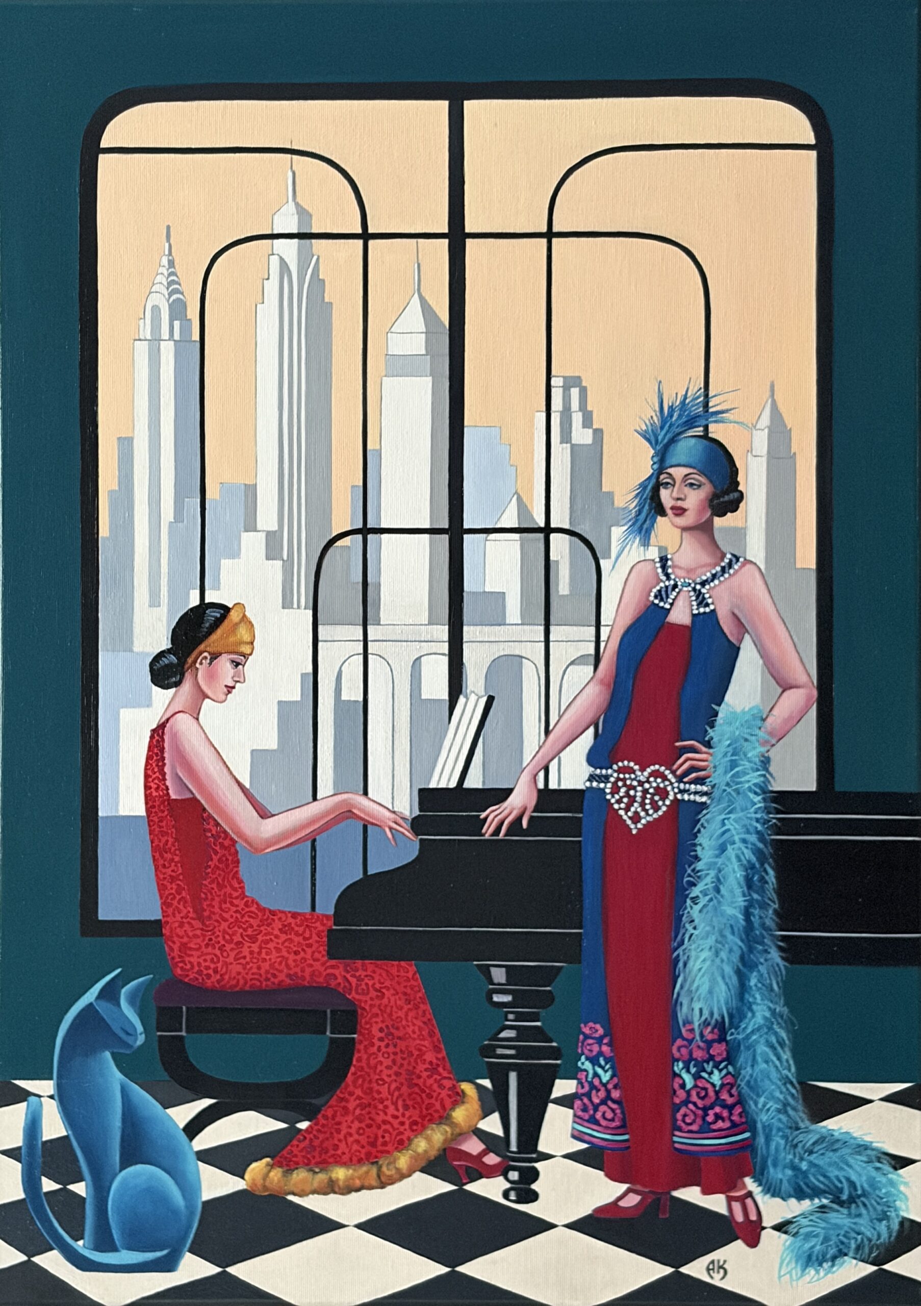 ANNA KONIKOWSKA 'KONCERT NA MANHATTANIE', olej, płótno, 70x50cm