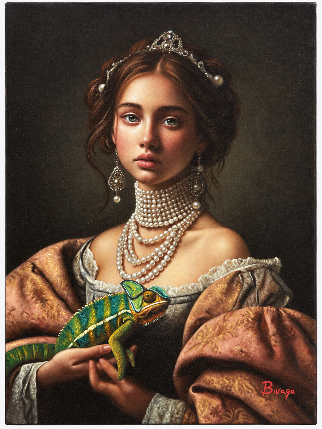 BIVAGA 'La Custode dell'Aurora – Strażniczka świtu', olej na płótnie, 70x50cm