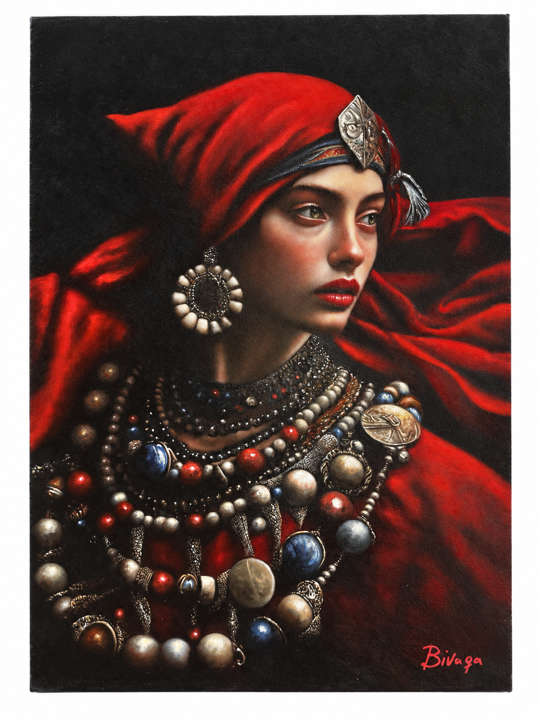 BIVAGA 'La Custode dell'Aurora – Strażniczka świtu II', olej na płótnie, 70x50cm