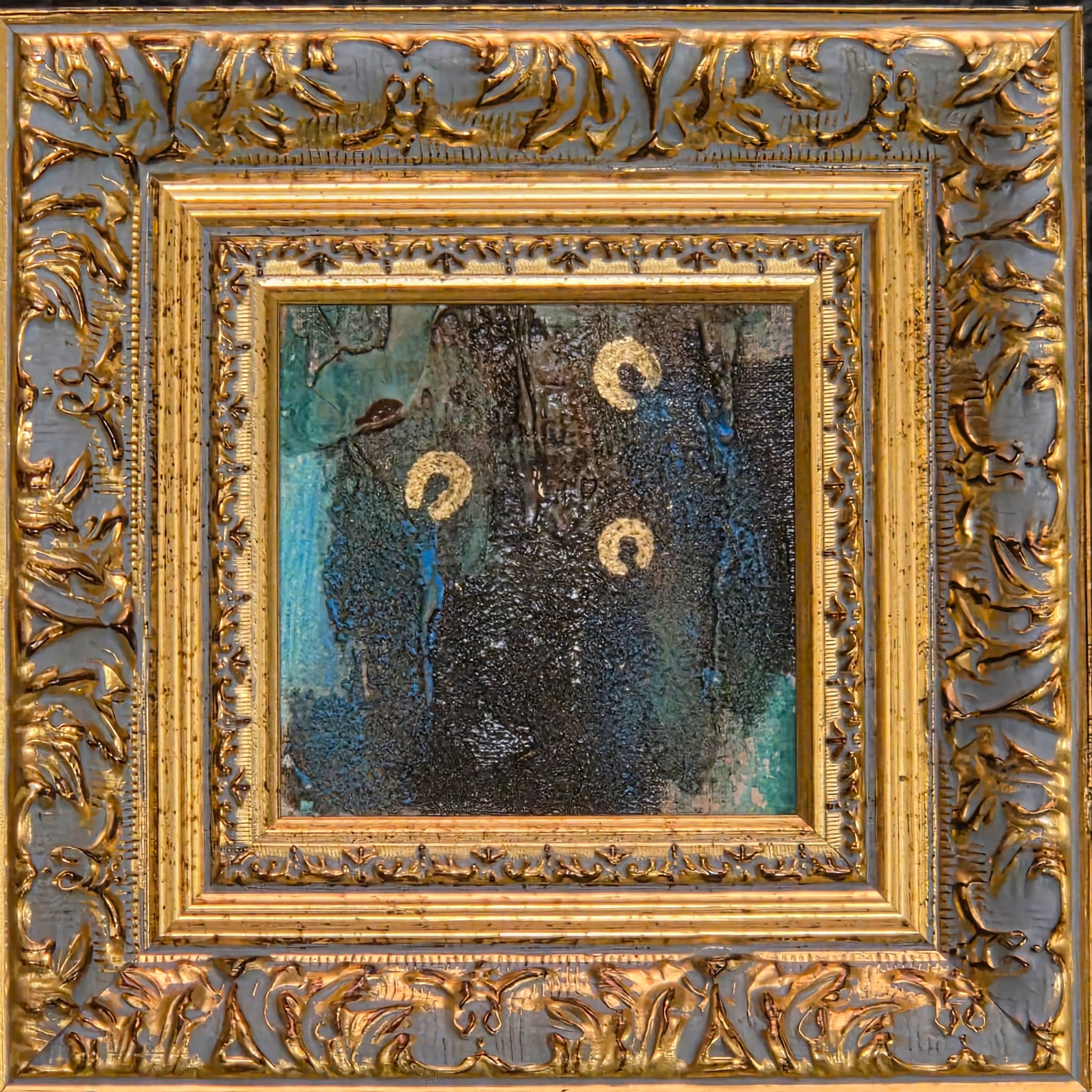 MAŁGORZATA DAWIDIUK 'Ikona Światło 1', technika własna, płótno, 10x10cm