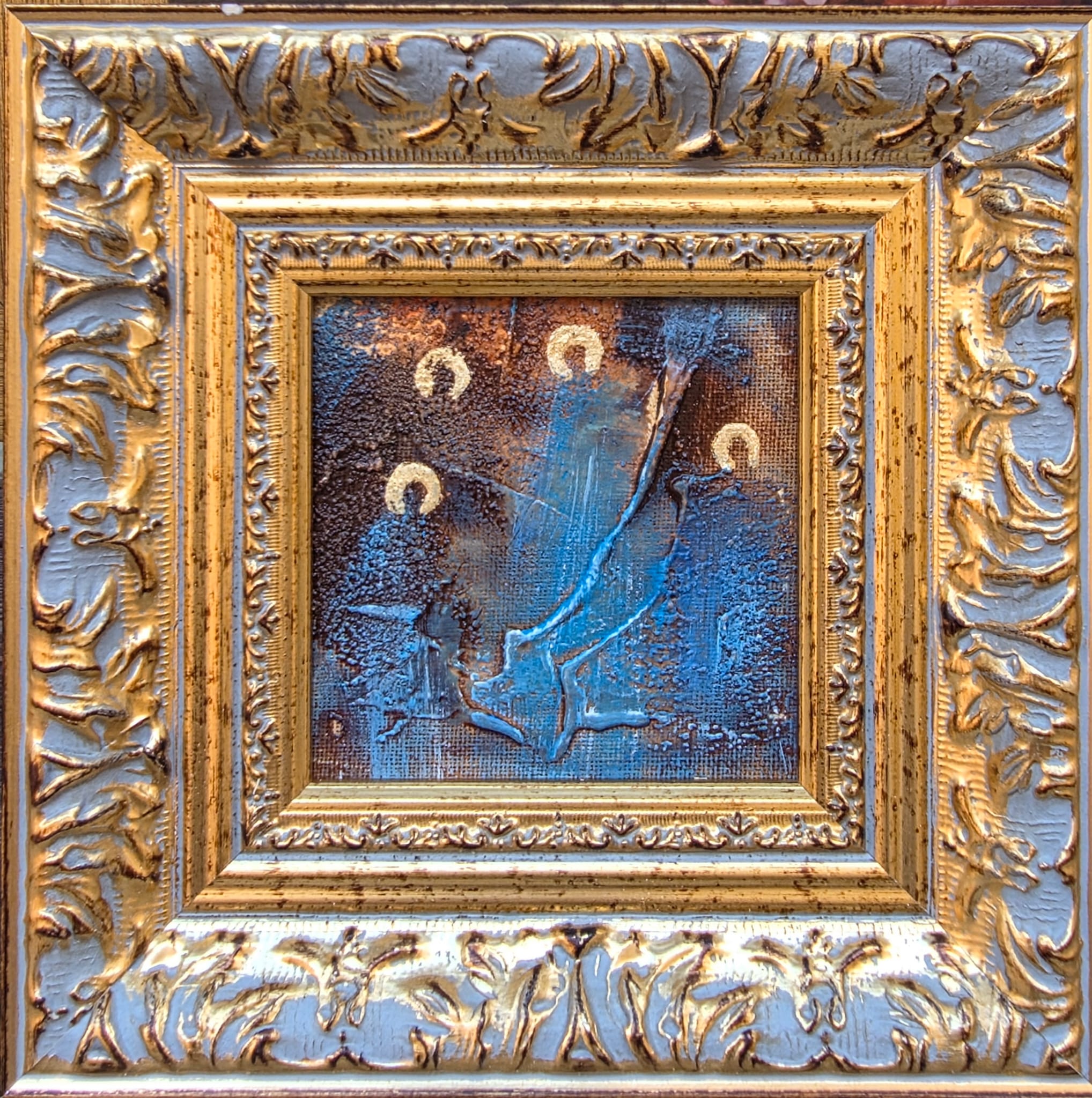MAŁGORZATA DAWIDIUK 'Ikona Światło 4', technika własna, płótno, 10x10cm