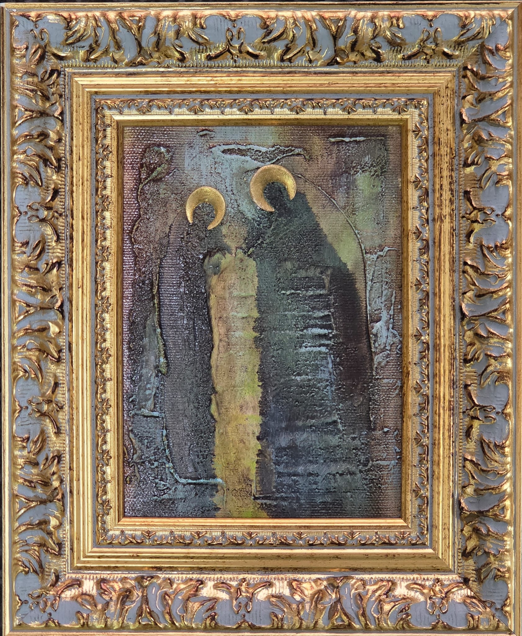 MAŁGORZATA DAWIDIUK 'Ikona Światło 8', technika własna, płótno, 18x12cm