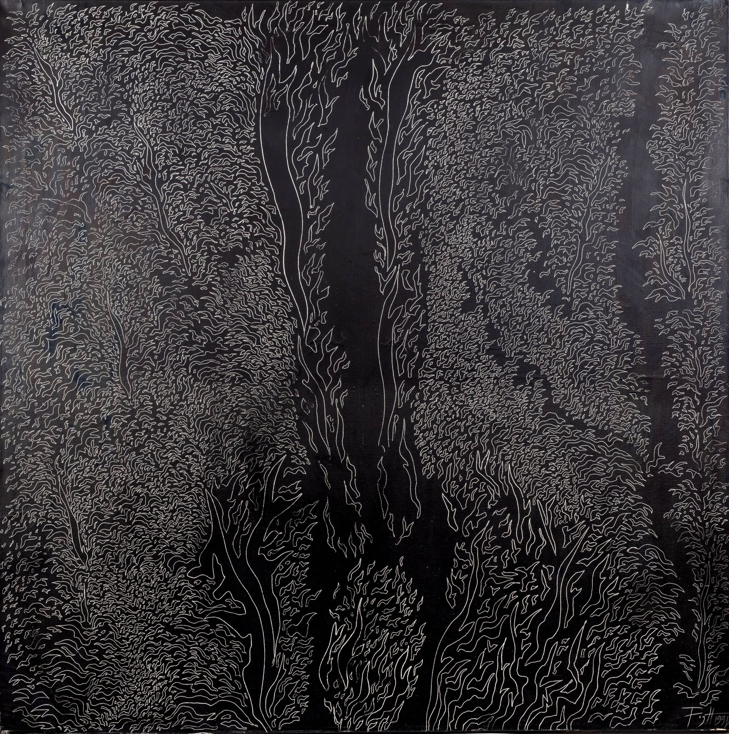 ANDRZEJ FOGTT 'Z cyklu "Żywioły", 1991', olej, płótno, 97 x 100 cm