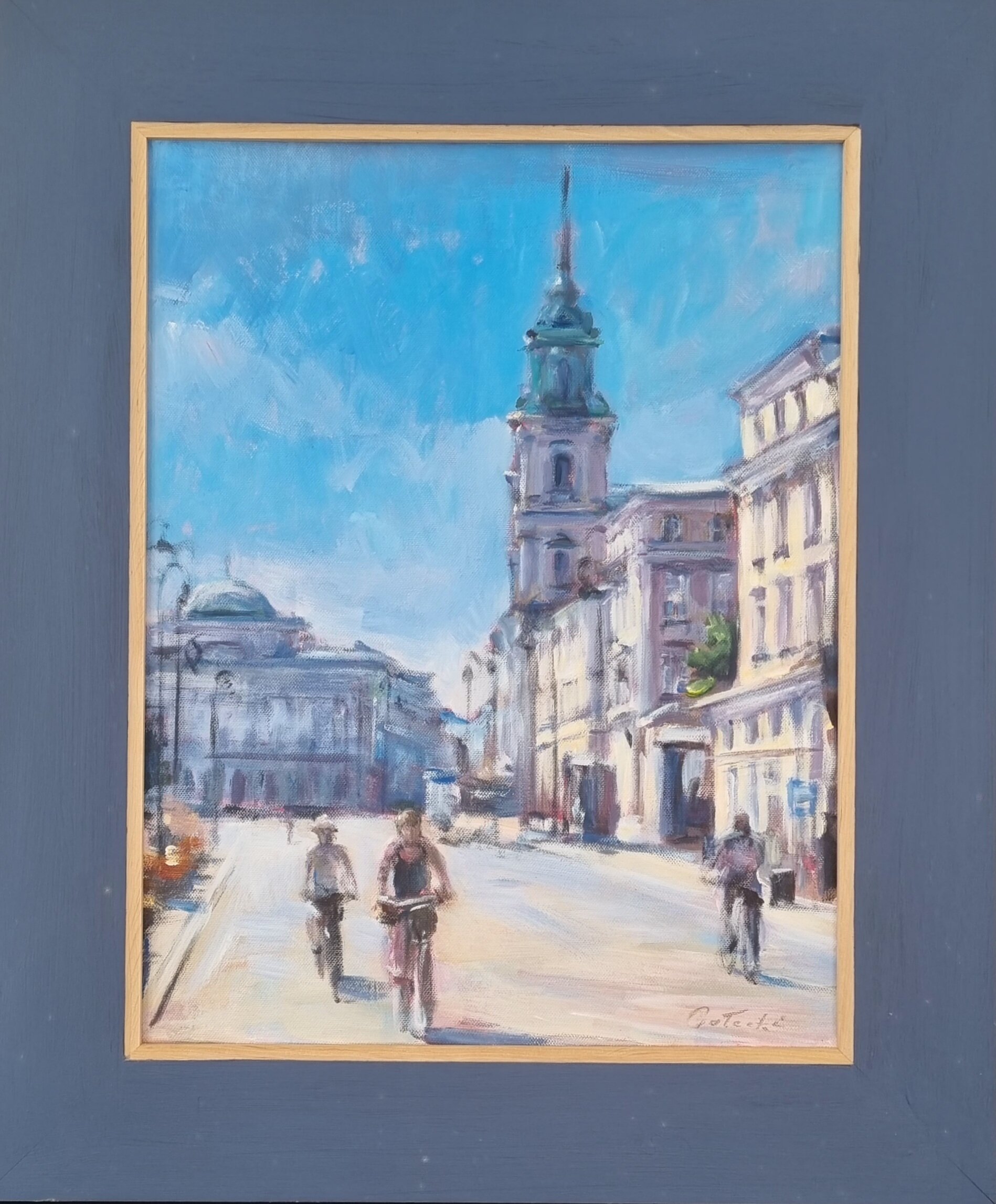 RAJMUND GAŁECKI 'Na Krakowskim Przedmieściu' akryl, płótno, 50x38cm