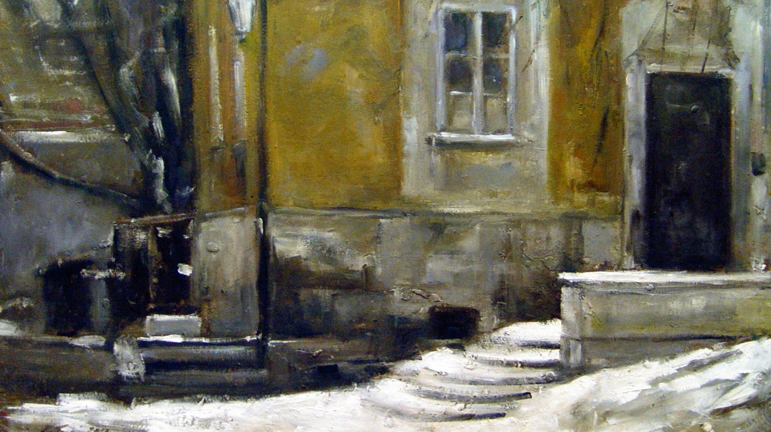 RAJMUND GAŁECKI 'Zima na Nowym mieście I' 2013, olej na płycie, 70x120cm