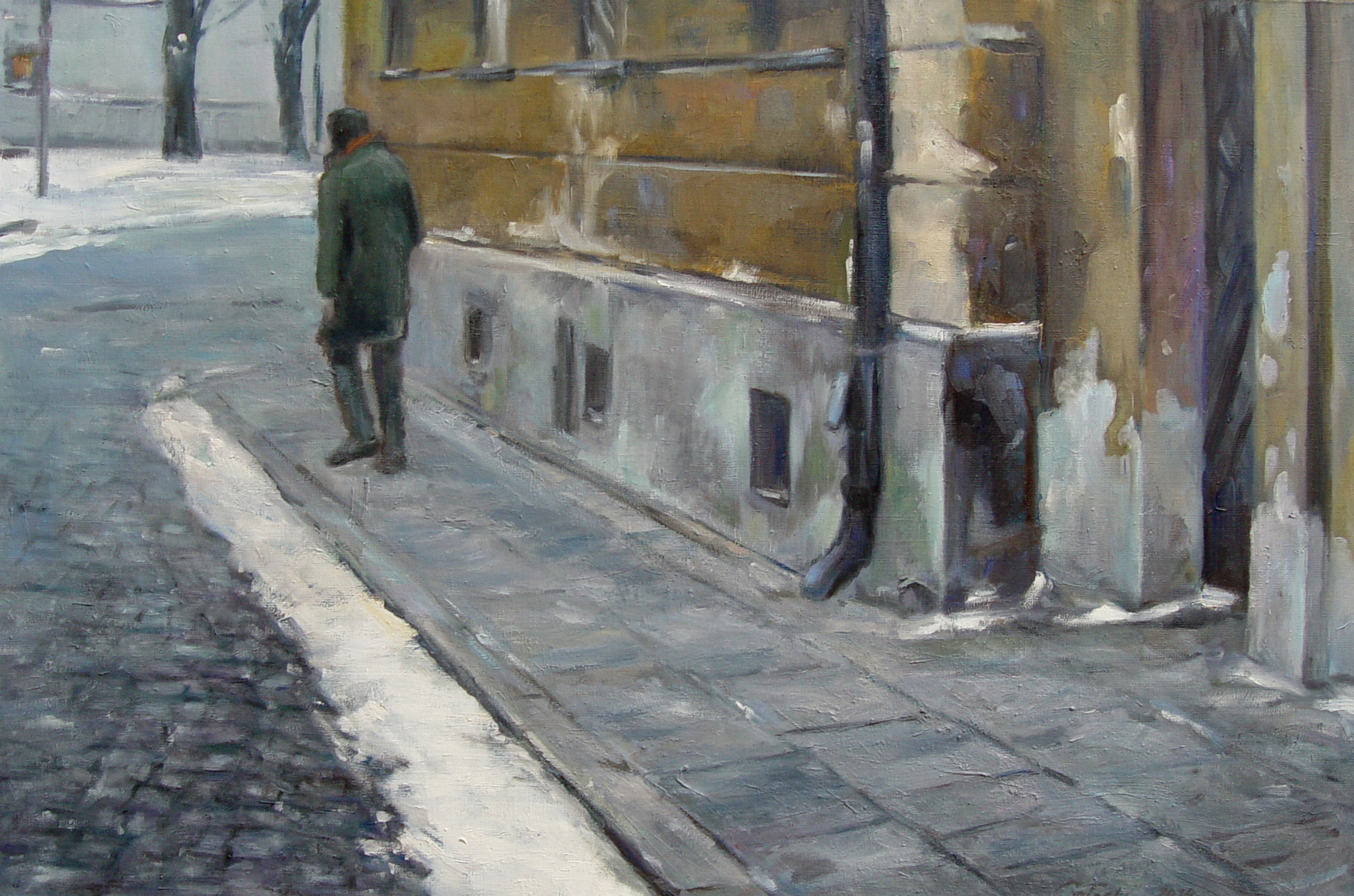 RAJMUND GAŁECKI 'Z cyklu "Zima na Nowym Mieście"' akryl, płótno, 50x65cm