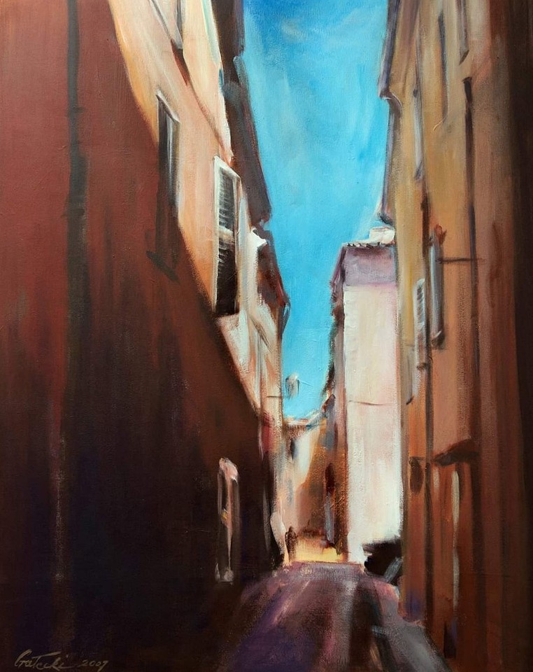 RAJMUND GAŁECKI 'Uliczka w St. Tropez II' 2007, akryl na płótnie 80x61cm