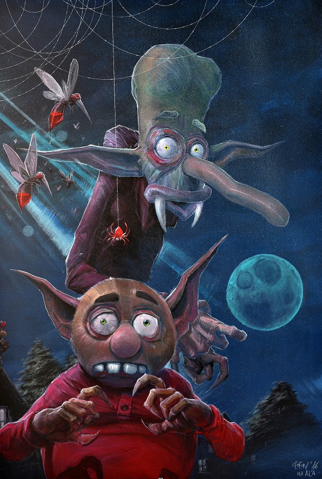 DANIEL GRZESZKIEWICZ 'Szlurp i Burp' akryl, płótno, 100x70cm