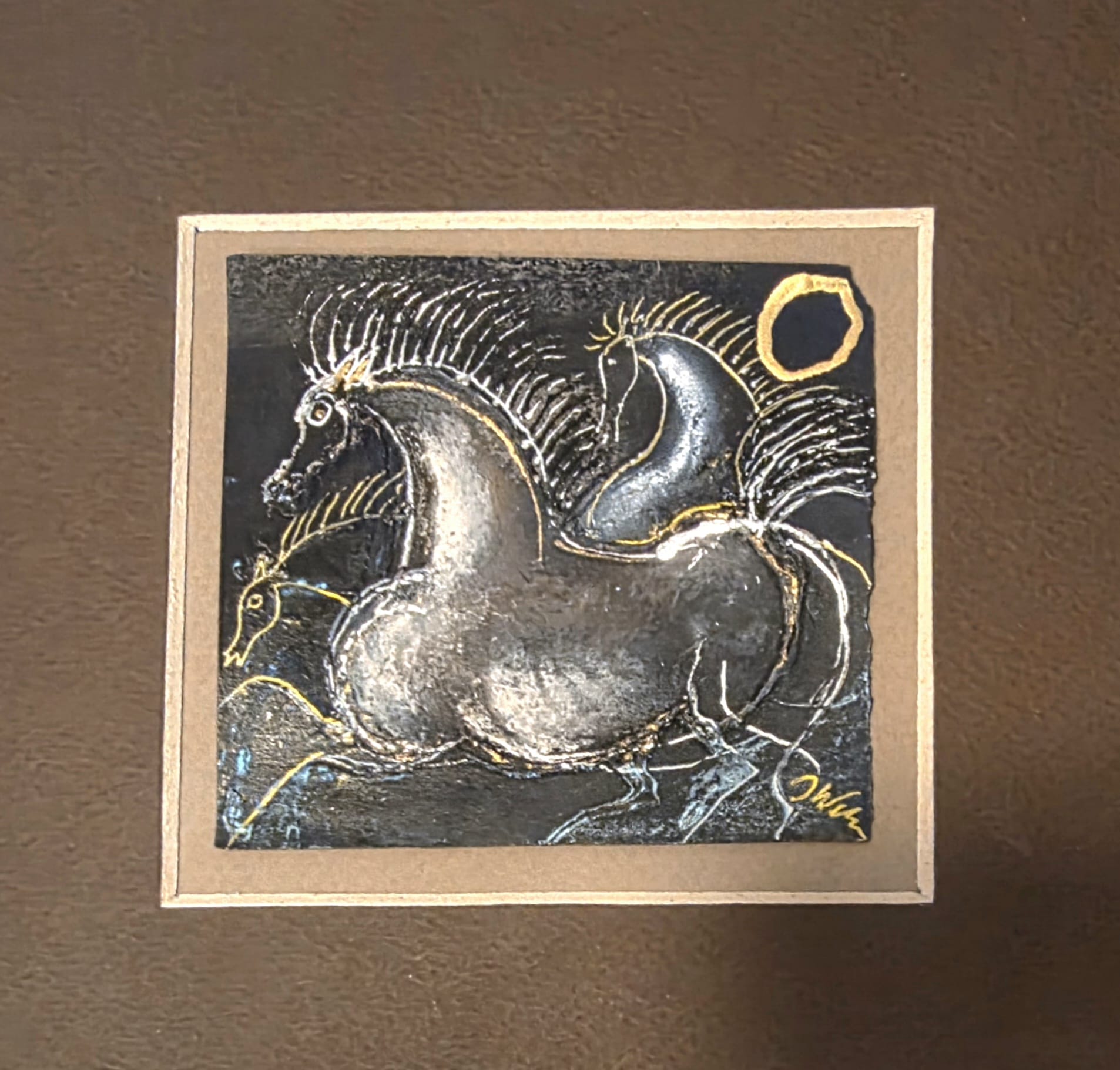 JÓZEF WILKOŃ 'Sen czy jawa' technika własna, 8,5x9cm