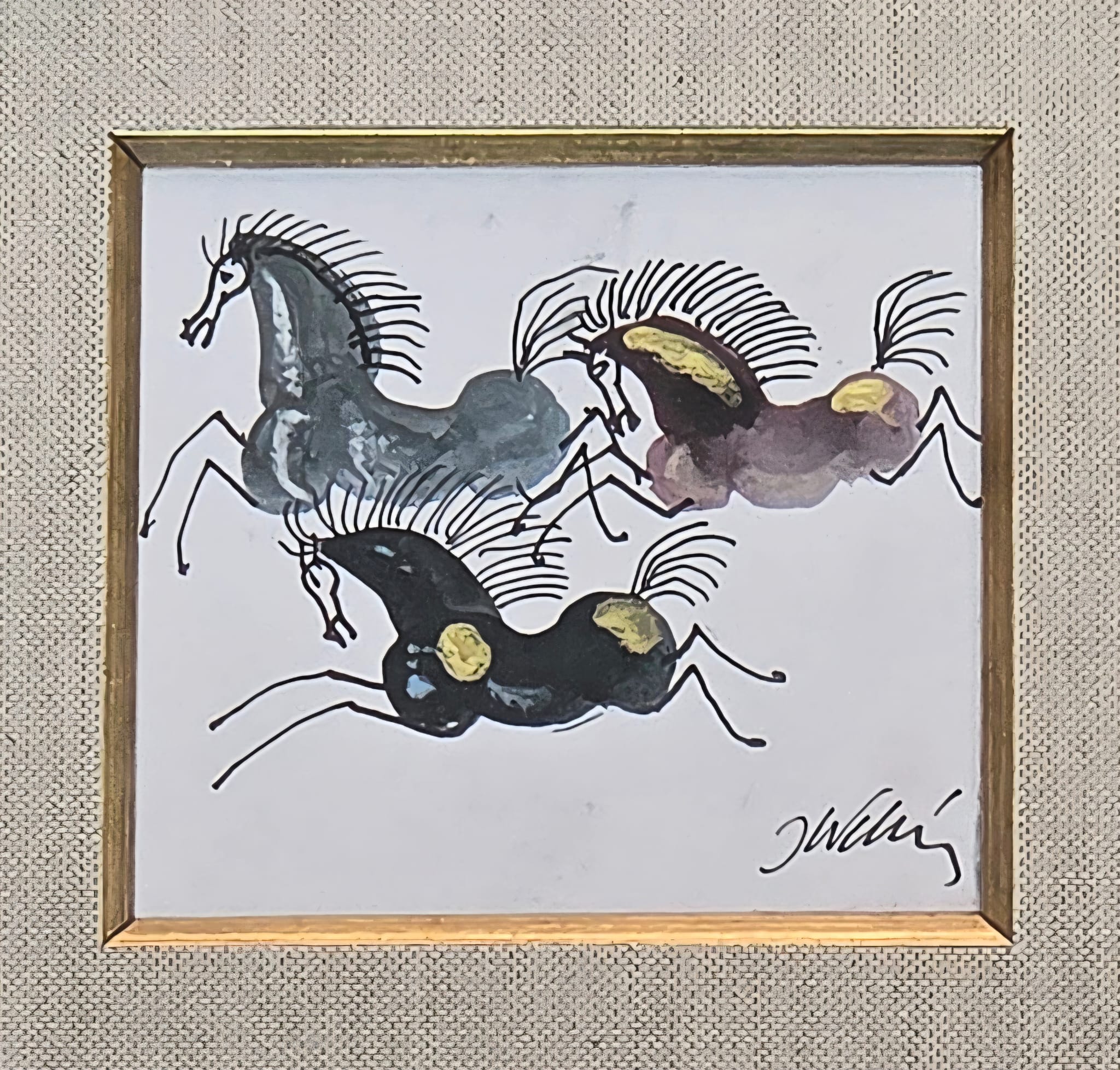 JÓZEF WILKOŃ 'Trzy dwa jeden' technika własna, 9x8cm