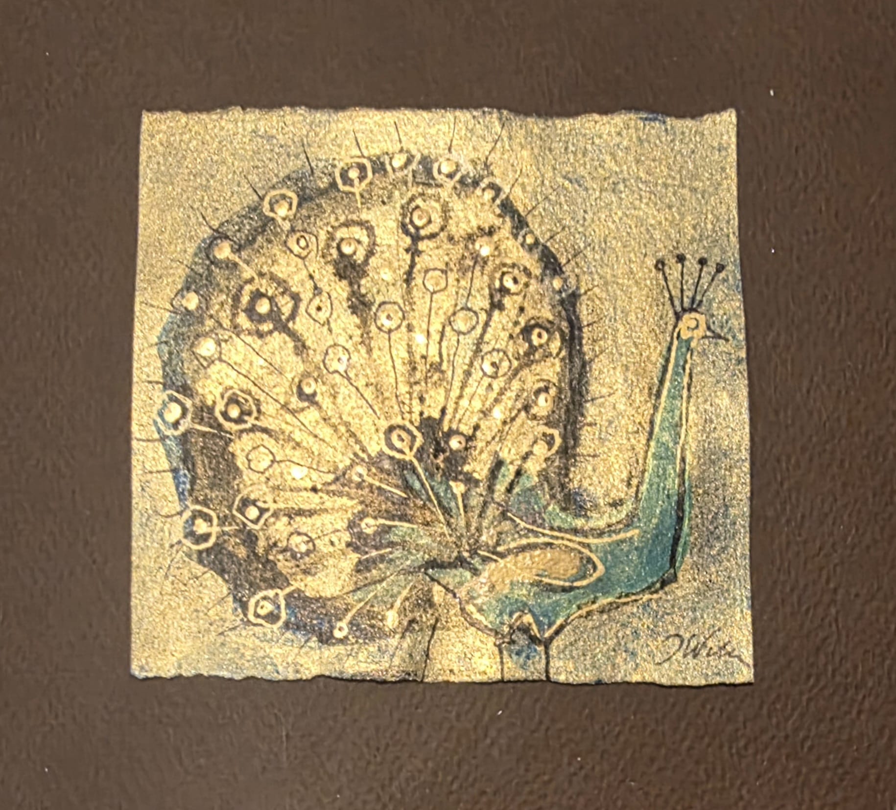 JÓZEF WILKOŃ 'Złoty Pawik' technika własna, 9x10cm