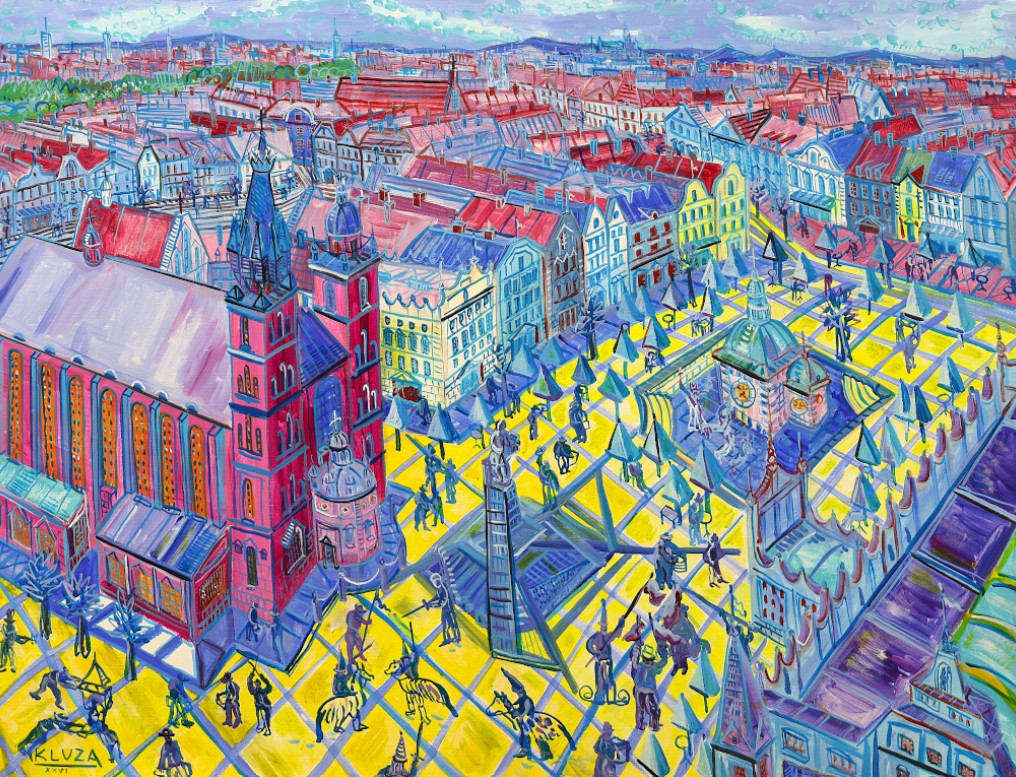 PAWEŁ KLUZA 'Kraków', akryl, płótno, 89x116cm