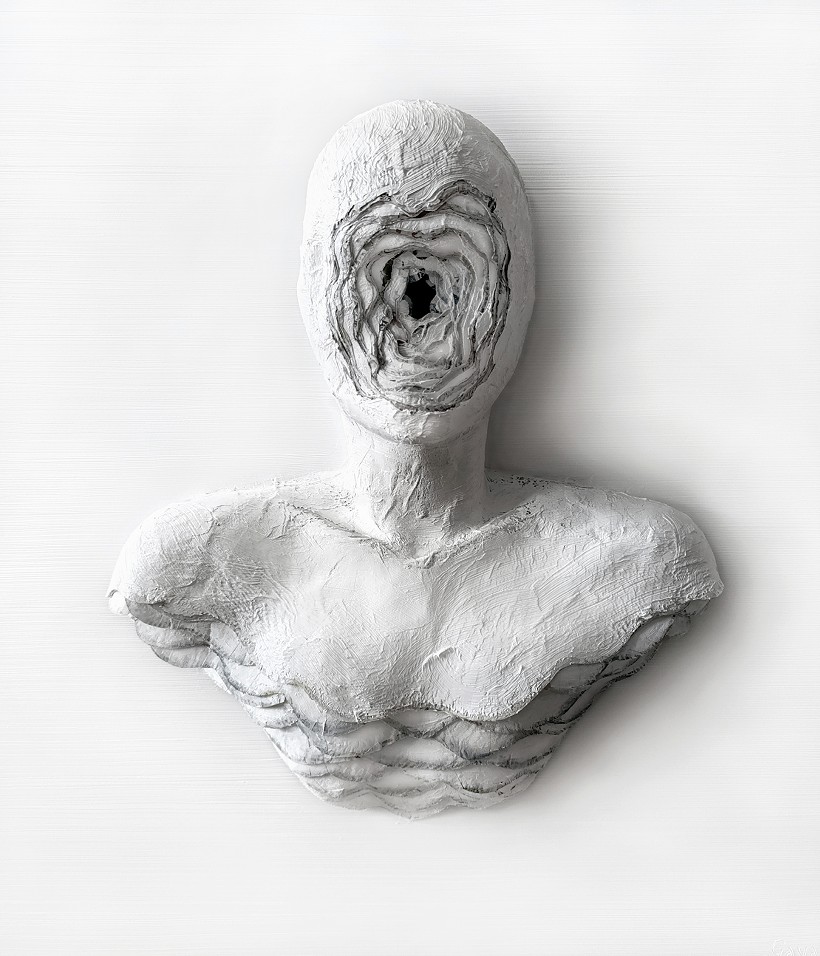 GAYA LASTOVJAK 'Complexity', paper mache, canvas, oil, 80x70x16 cm