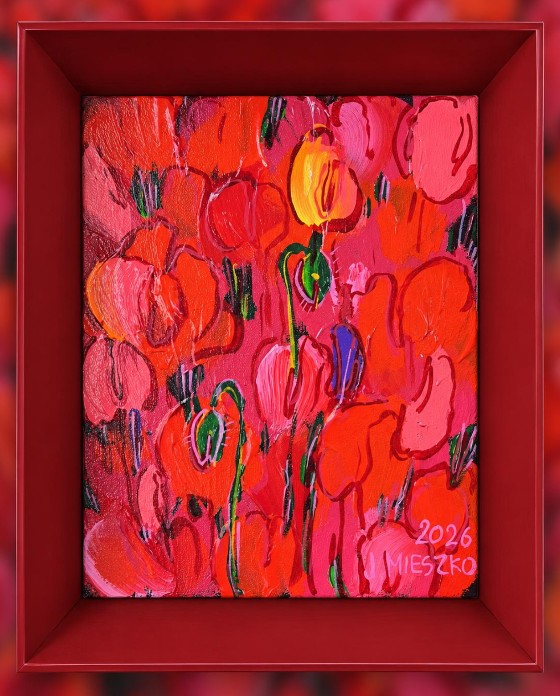 JOANNA MIESZKO 'Maki II' akryl, płótno, 30x24cm