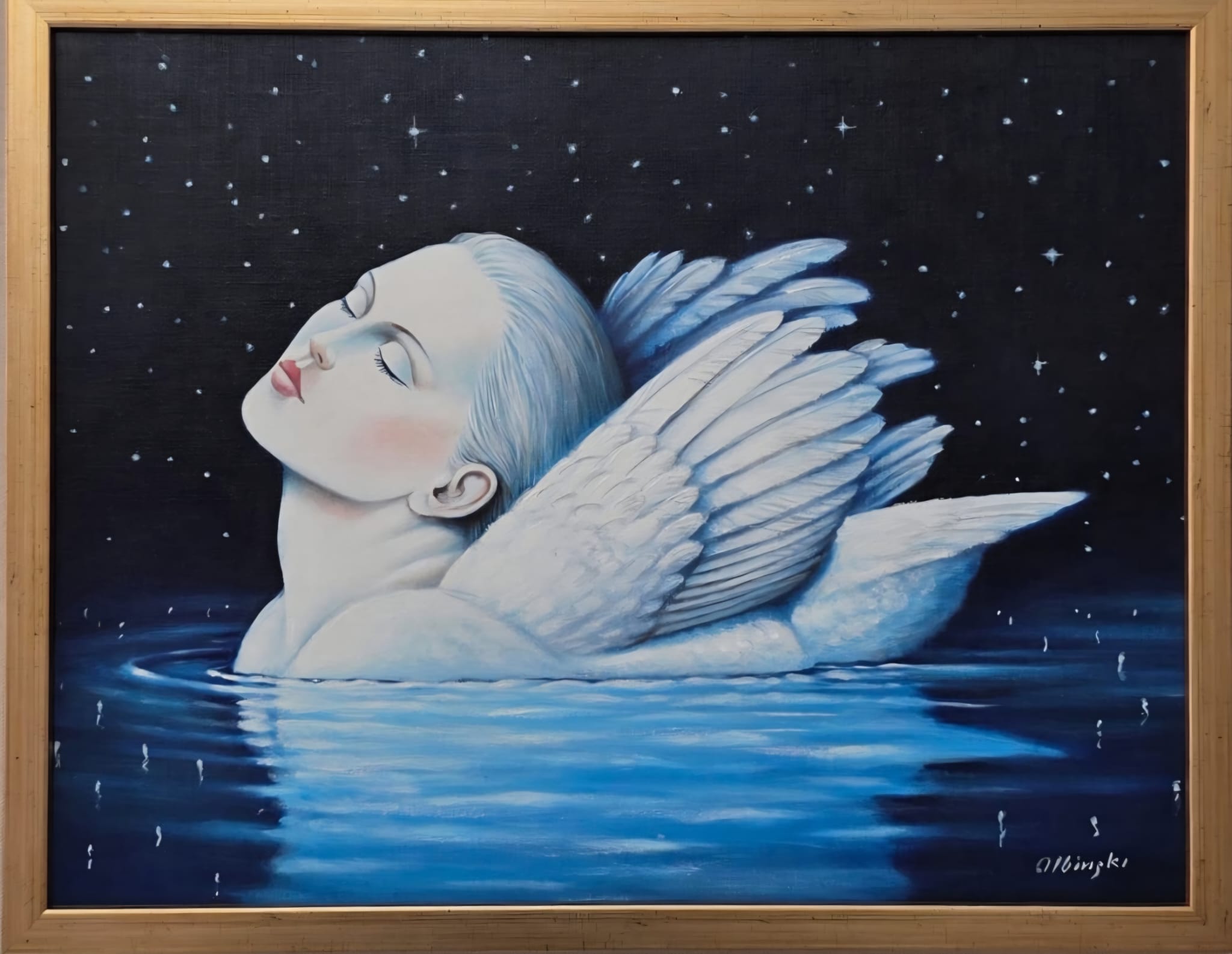 RAFAŁ OLBIŃSKI 'Ofelia' olej, akryl, płótno, 30 x 40 cm