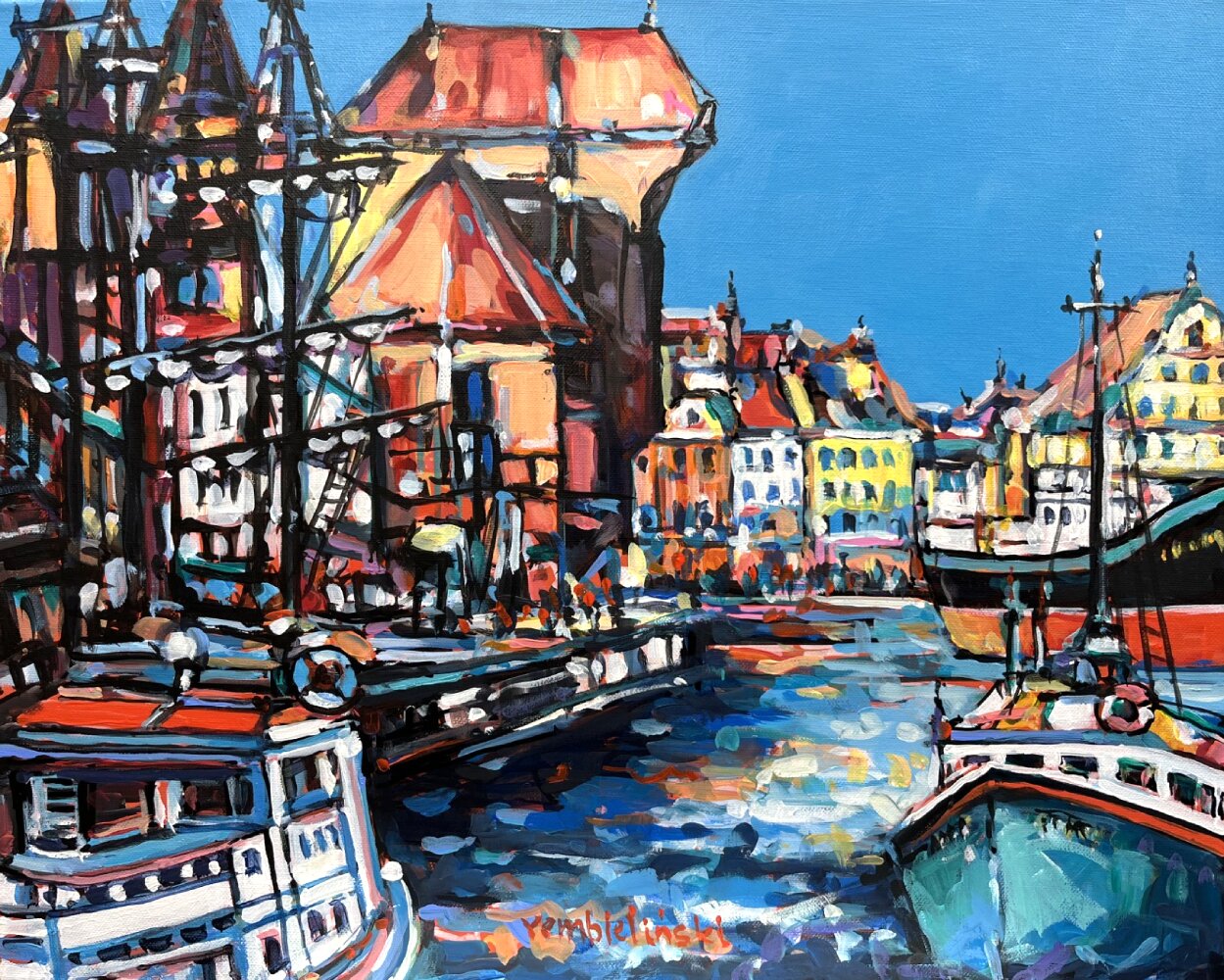 PIOTR REMBIELIŃSKI 'Gdańsk II', olej, akryl płótno, 40x50cm