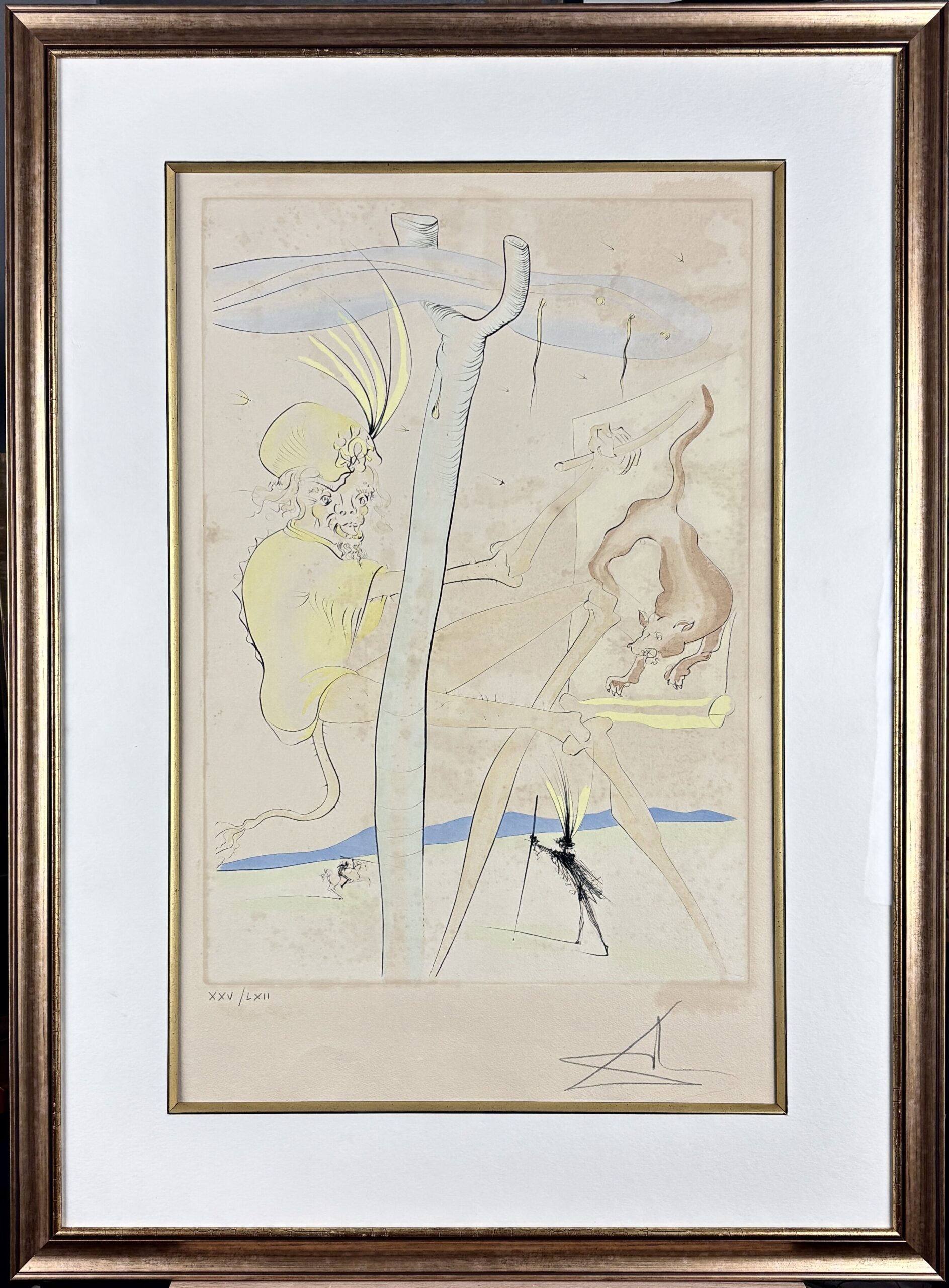 SALVADOR DALI 'Małpa i Lampart z cyklu Bestiarium do Bajek La Fontaine’a, 1974', akwaforta, 59x38cm