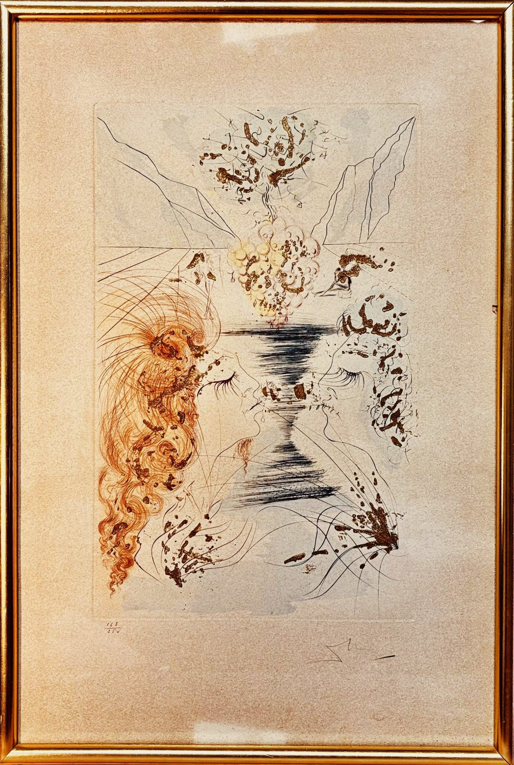 SALVADOR DALI 'The Kiss (Pocałunek) z serii Pieśń nad Pieśniami Salomona 1971', akwaforta, 58x37cm