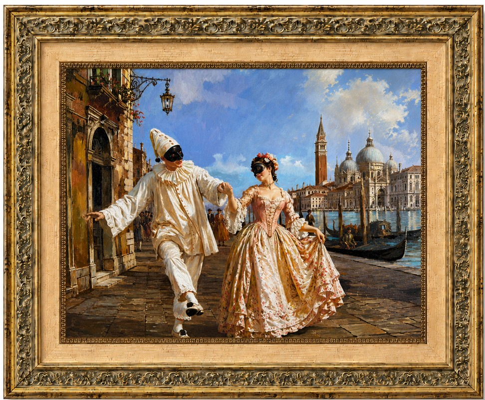 NICOLAE LATUNOV 'Karnawał', olej na płótnie, 60x50cm