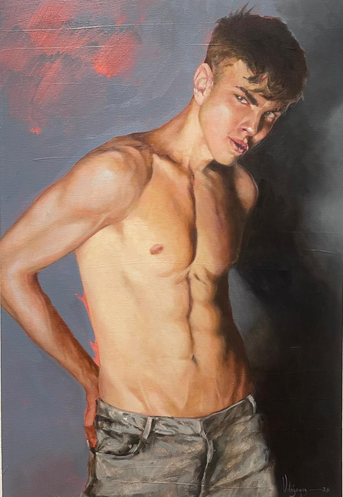 CRISTIAN MESA 'Siła spojrzenia', olej, płótno,  62x42,5cm