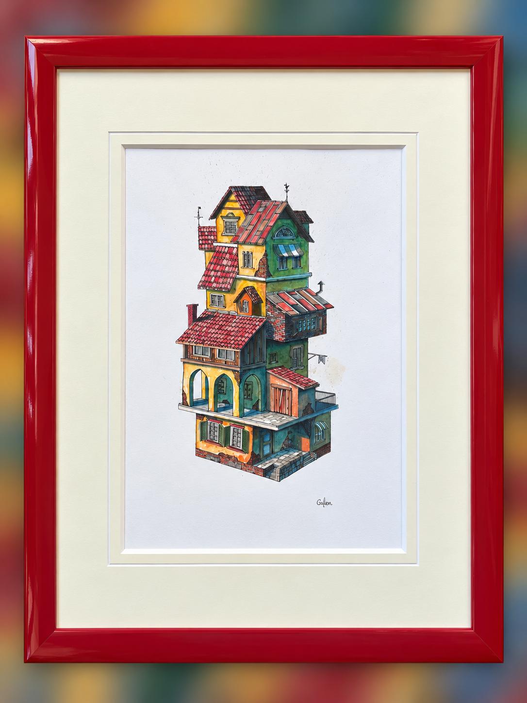 BŁAŻEJ MUSIAŁ 'Tajemnicze miasta 3', akwarela, papier, 29x19cm