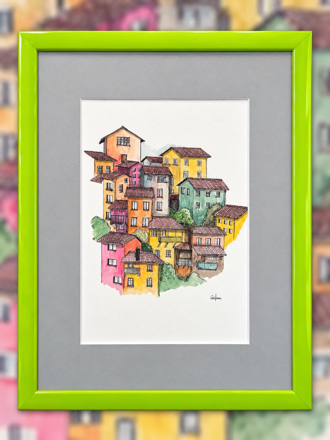 BŁAŻEJ MUSIAŁ 'Tajemnicze miasta 7', akwarela, papier, 29x19cm
