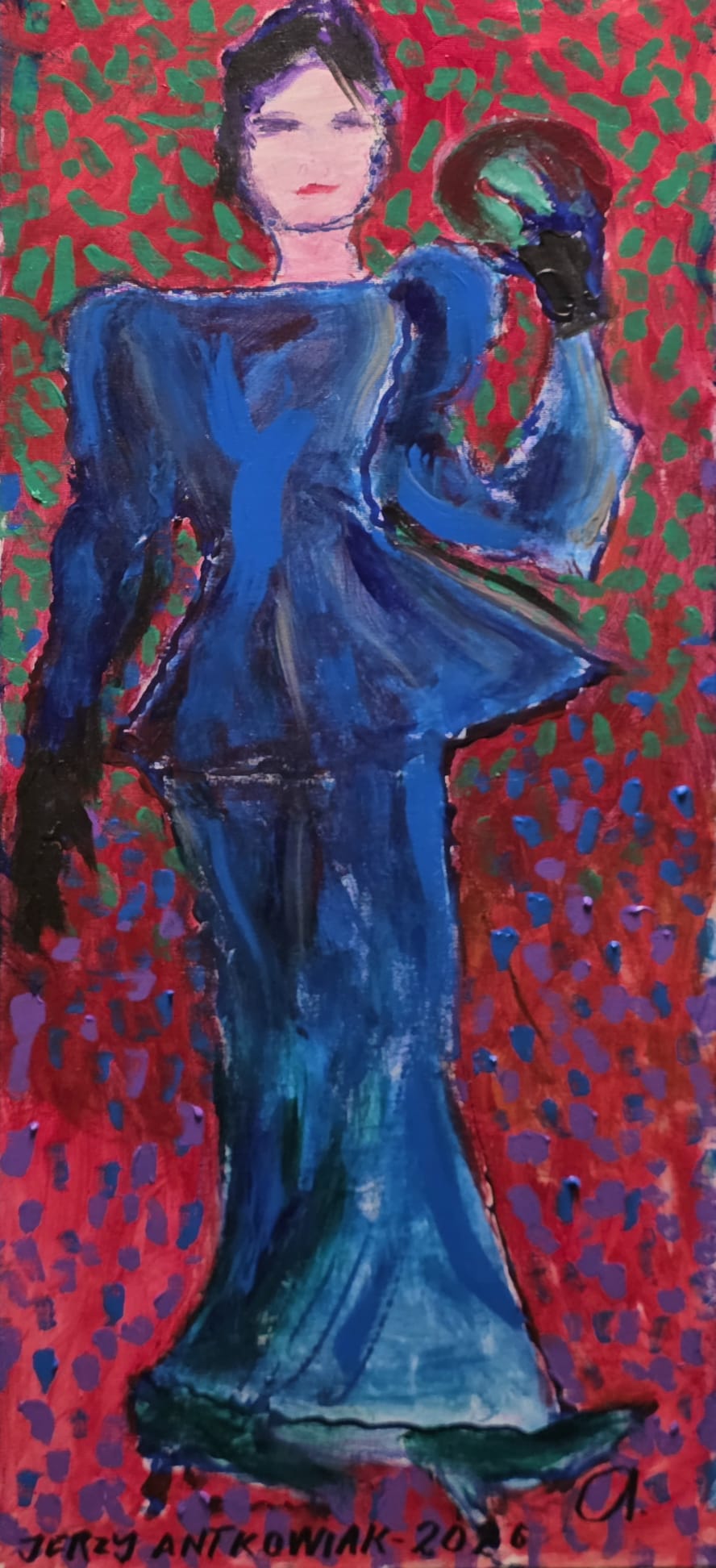 JERZY ANTKOWIAK 'Suknia zaprojektowana dla Małgorzaty Niemen' akryl, płótno, 100x40cm