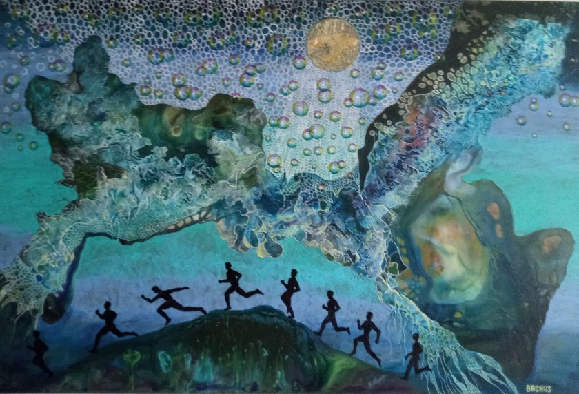 ZBIGNIEW BACHANEK 'Ucieczka w nieznane' akryl, płótno lniane 60x90cm