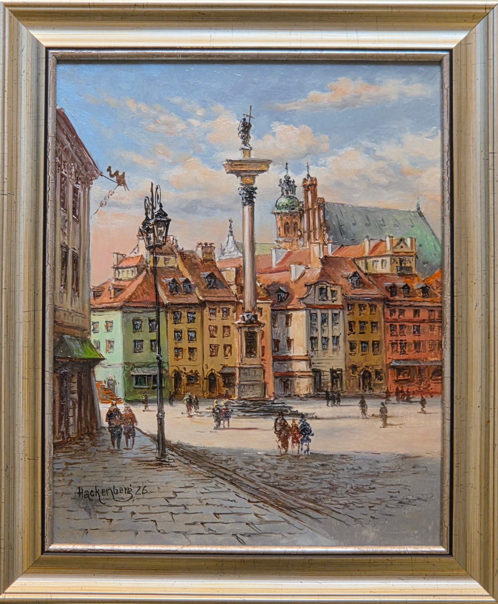 WITOLD HACKENBERG 'Warszawa Kolumna Zygmunta', olej, płótno, 30x24cm