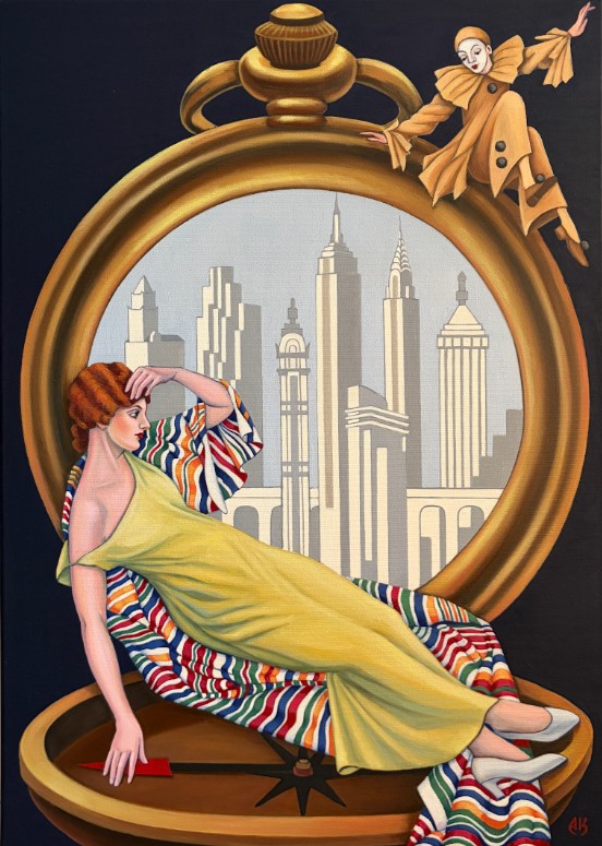 ANNA KONIKOWSKA 'CZAS NA MANHATTAN', olej, płótno, 70x50cm