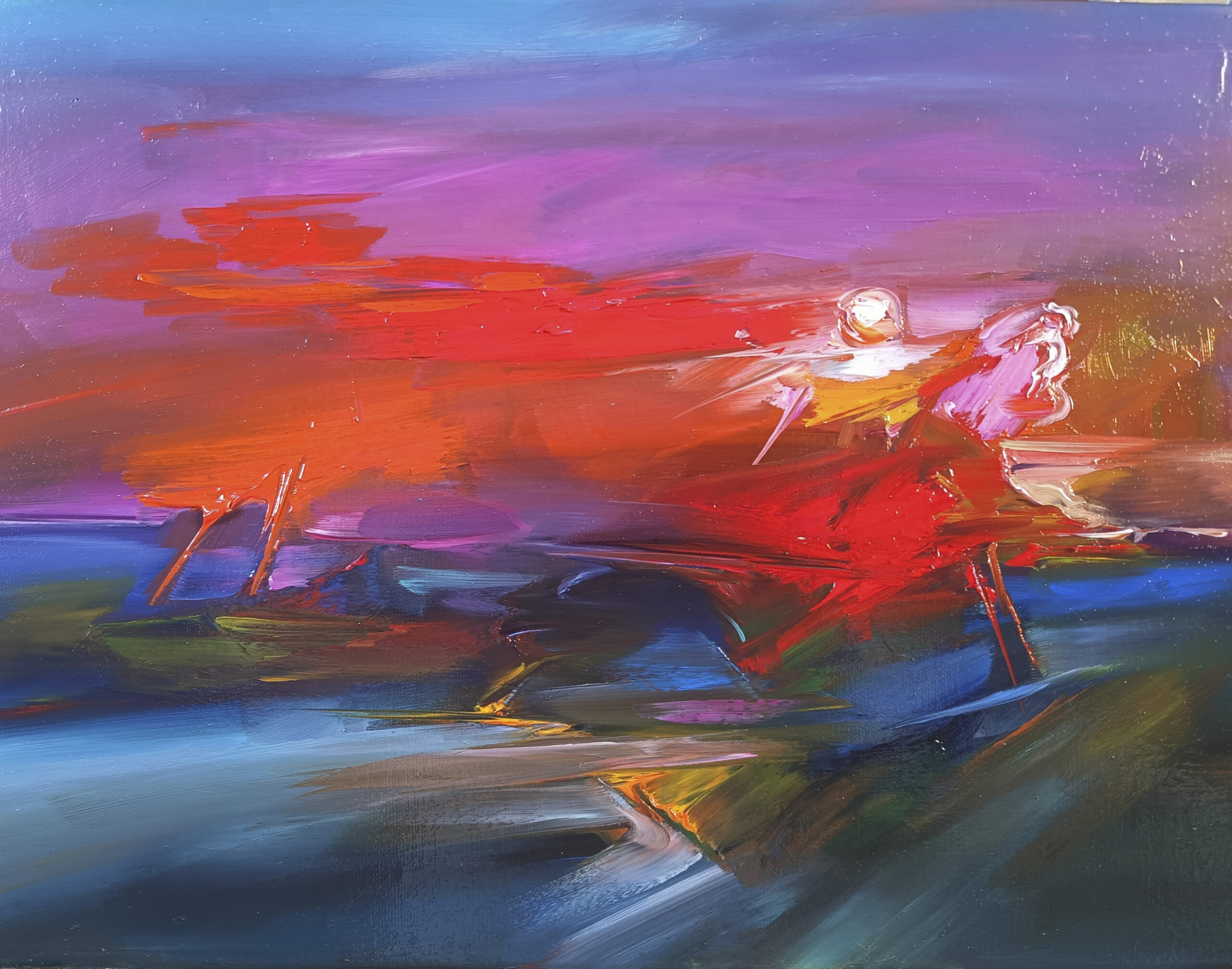 ZDZISŁAW MAJROWSKI 'Droga na zachód' olej, płótno, 30x40cm