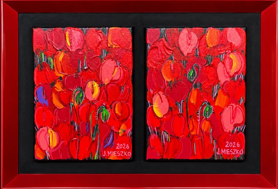 JOANNA MIESZKO 'Maki dyptyk' akryl, płótno, 2* 30x24cm